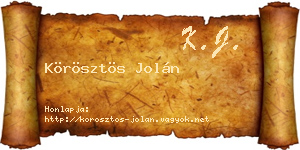 Körösztös Jolán névjegykártya