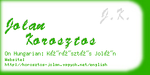 jolan korosztos business card